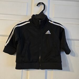 Adidas Black Track Jacket with White Stripes